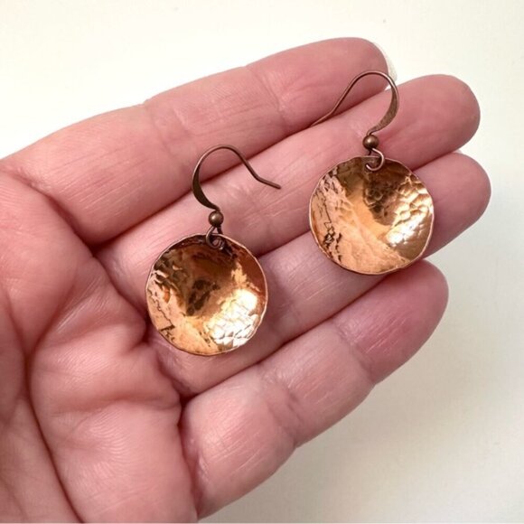 Tesoro Del Sol Jewelry - Hammered Copper Disc Drop Earrings